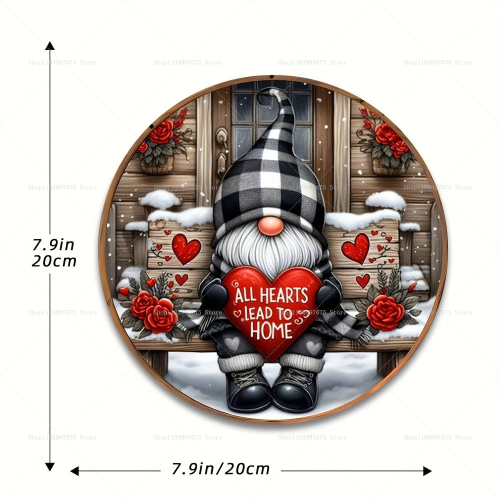 1pc Valentine's Day Gnome Wooden Door Sign Love Heart Welcome Hanging Wooden Sign For Valentines Day Anniversary Home Wall Decor