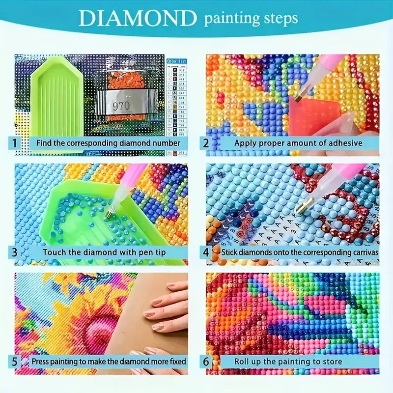5D Diamond Painting Set, Colorful Circular Acrylic Diamond Art Embroidery, DIY Full Diamond Cross Embroidery Set, Suitable for H