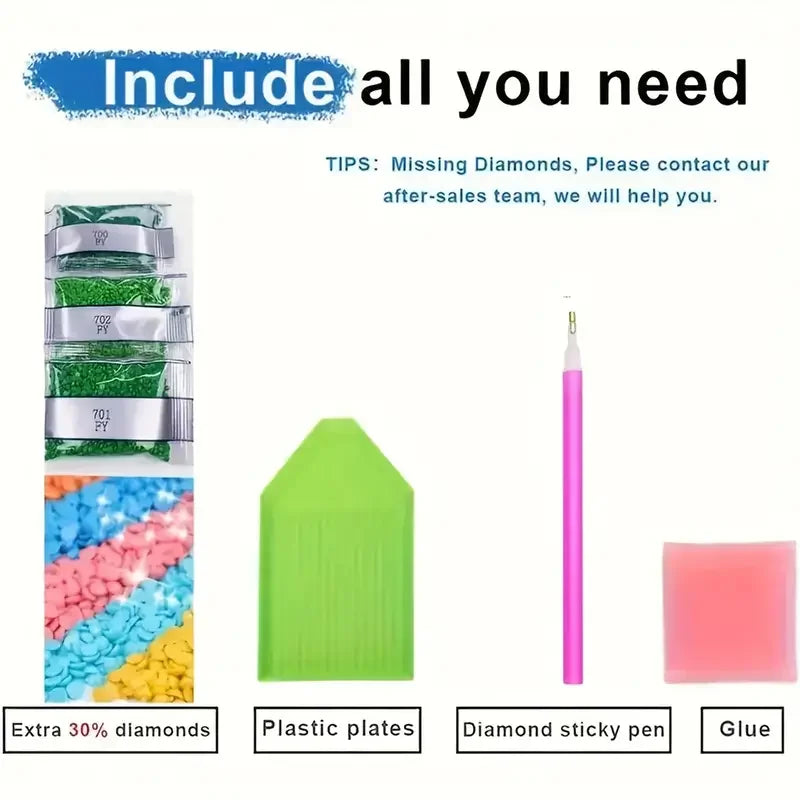 5D Diamond Painting Set, Colorful Circular Acrylic Diamond Art Embroidery, DIY Full Diamond Cross Embroidery Set, Suitable for H