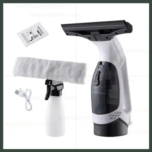 Wireless Cordless Electric Glass Cleaner White Portable Handheld Window Cleaning Kit USB Rechargeable For Home Car Cleaning