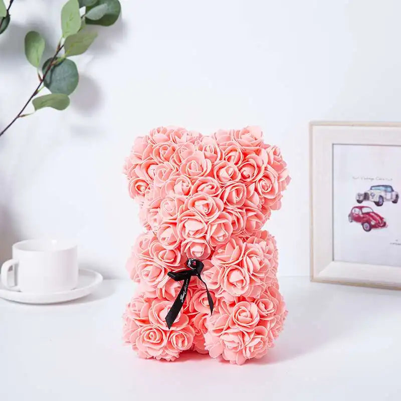 1pc Valentine's Day Gift Creative Rose Bear Gift  PE Flower Romantic Foam Bear Hug Bear