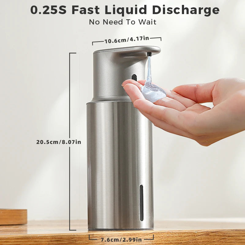 480ml Kitchen Soap Dispenser Automatic Sensor Hand Sanitizer Machine Intelligent Electric Body Wash Soap Dispenser 304 Stainless Steel