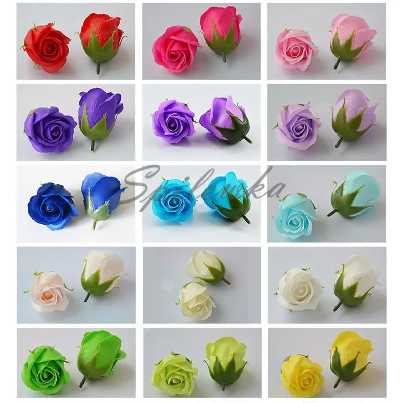 50pcs Artificial Soap Roses Flower Head Dia 4.5cm Beauty Wedding Valentine's Day Gift Roses Bouquet Home Party Decoration Flower