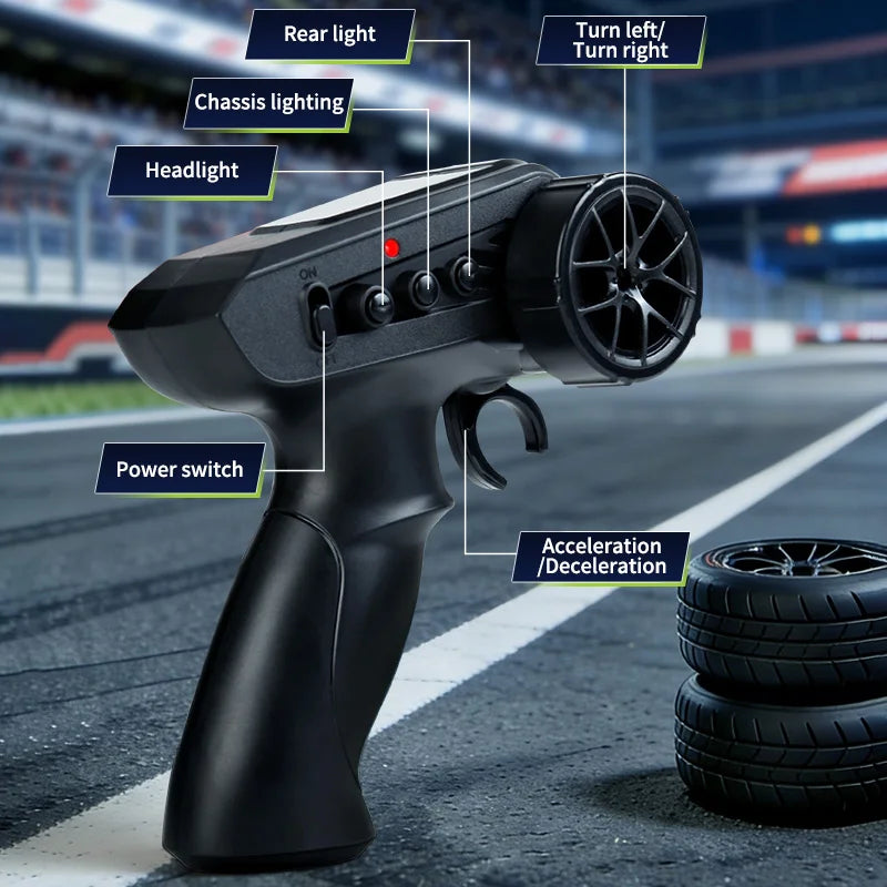 2.4G 4WD RC Car 1:24 Remote Control Rally Racing Car Vehicle Replaceable Tire Proportional Control Car Toy Gift for Kids Q233