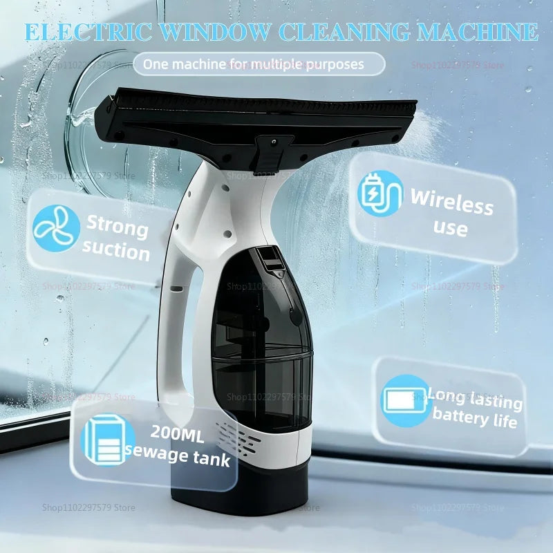 Wireless Cordless Electric Glass Cleaner White Portable Handheld Window Cleaning Kit USB Rechargeable For Home Car Cleaning