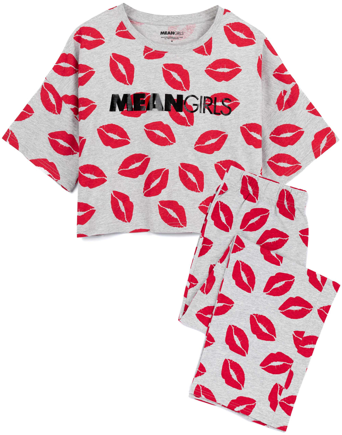 Mean Girls Short Sleeve Long Leg Pyjama Set | Womens Grey/Pink | Official Merch
