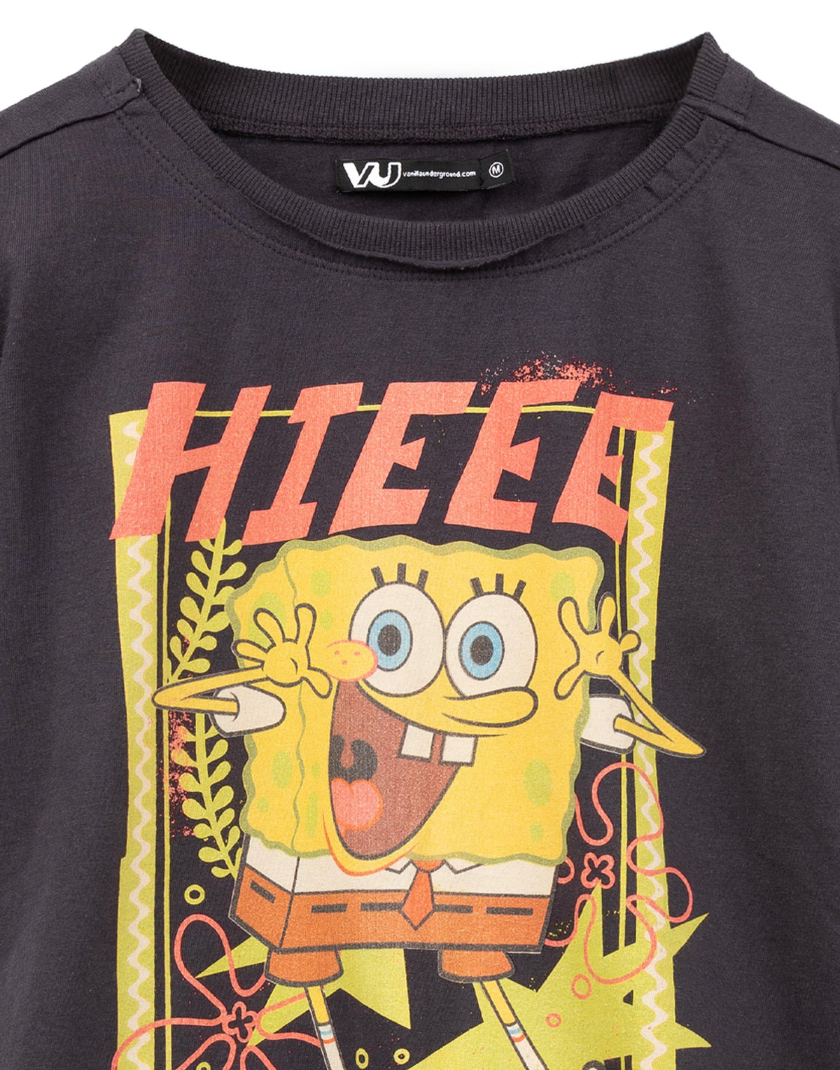SpongeBob SquarePants Cropped Short Sleeved T-Shirt | Womens Grey | Official Mer