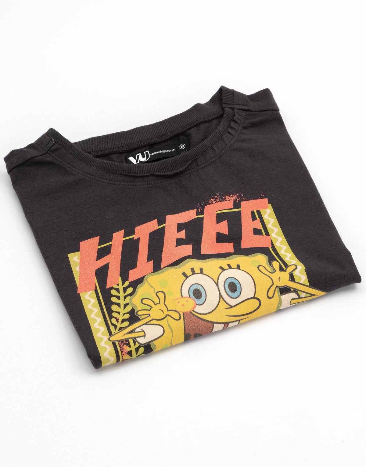 SpongeBob SquarePants Cropped Short Sleeved T-Shirt | Womens Grey | Official Mer