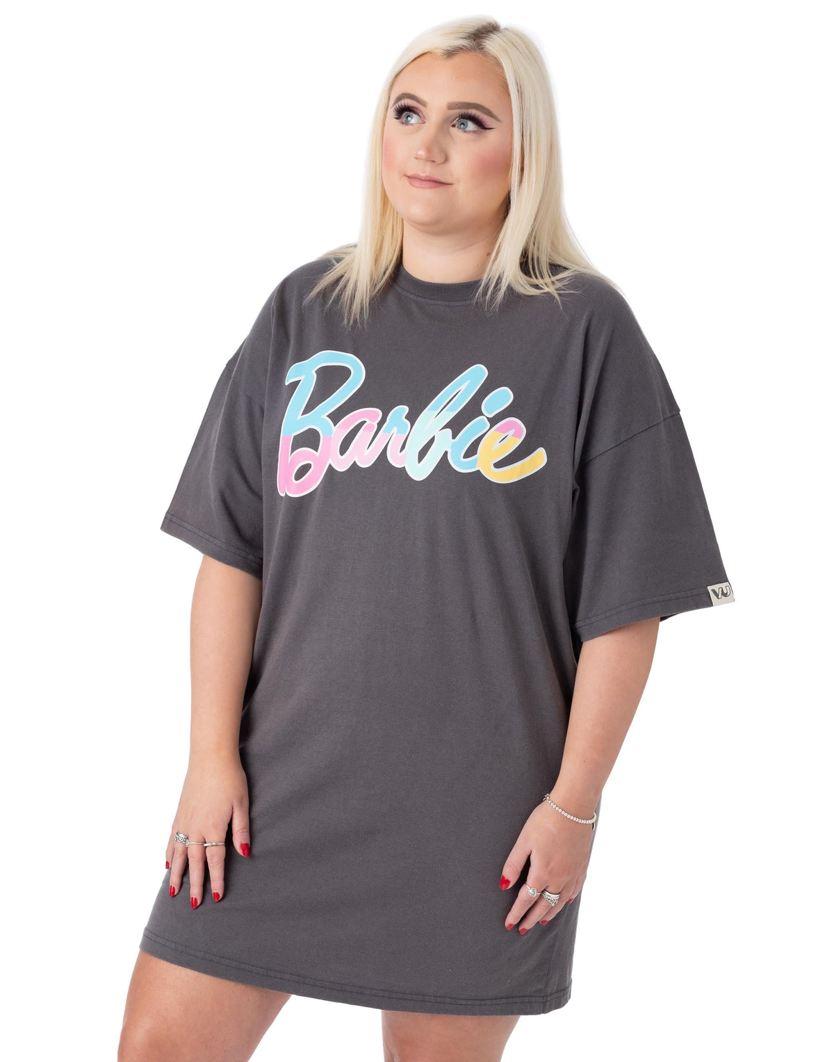 Barbie Short Sleeve Skater Dress | Womens Dark Grey | Official Merch