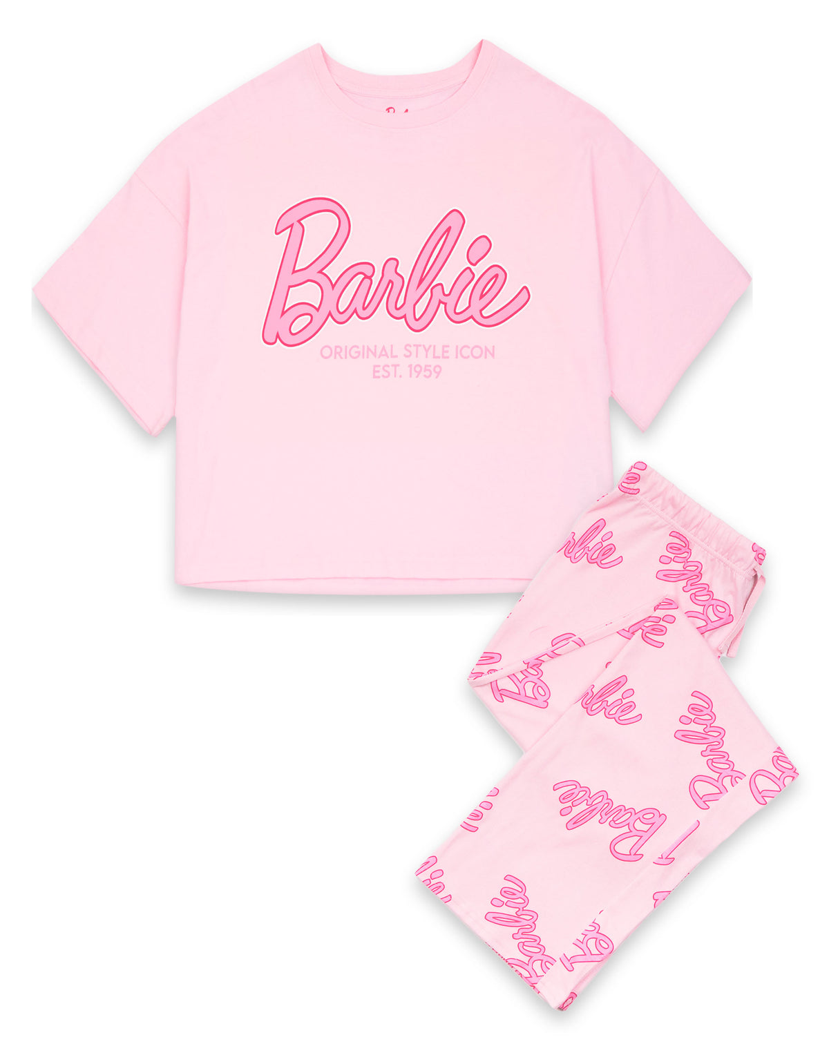 Barbie Short Sleeve Long Leg Pyjama Set | Womens Pink | Official Merch