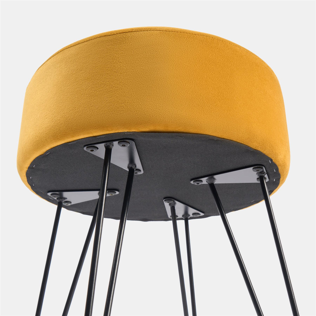 Dressing Table Stool Velvet Round Makeup Vanity Seat Chair Metal Legs Pouffe