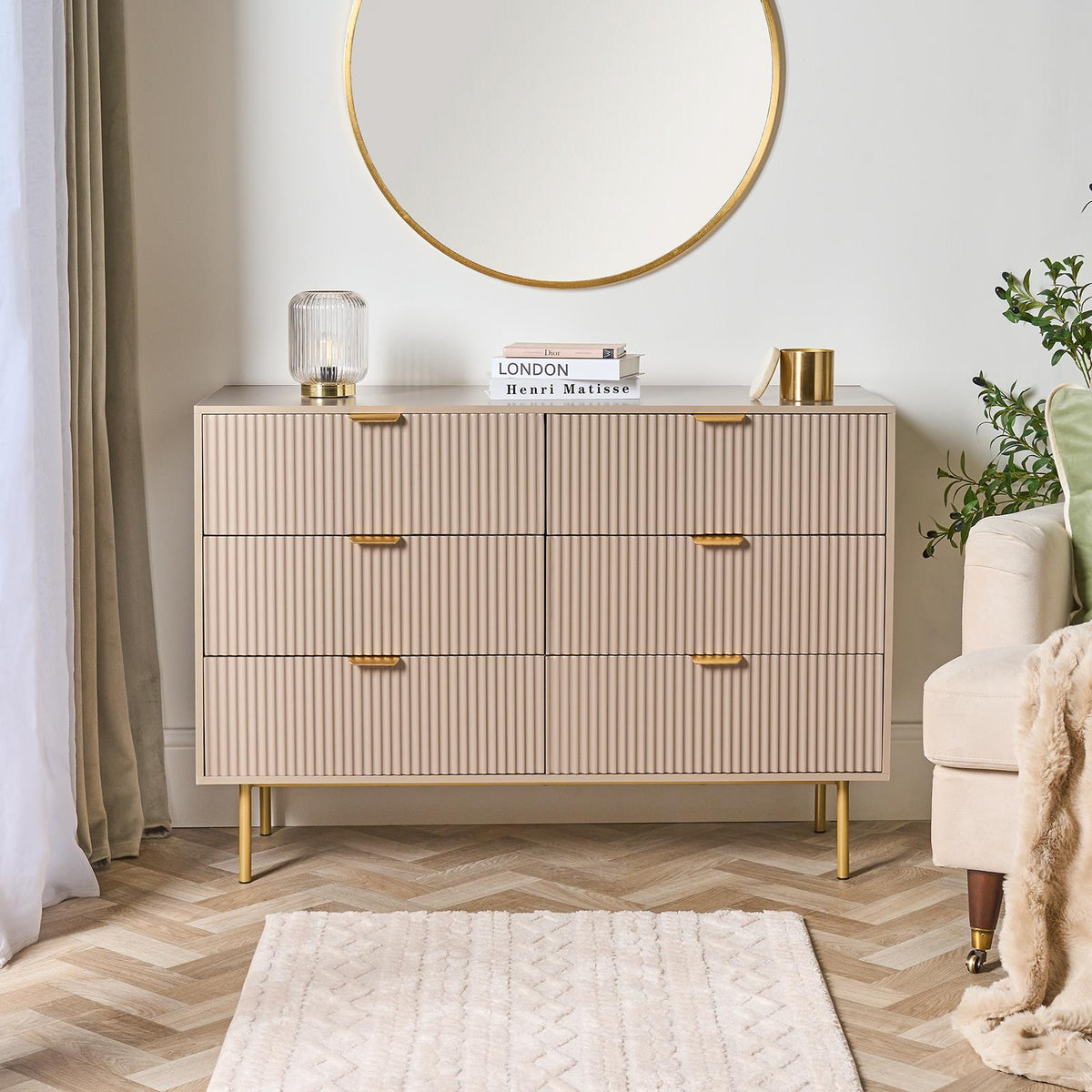 OHS Ribbed Drawer Unit Bedside Table 3/4/5/6 Draw Cabinet Nightstand Sideboard