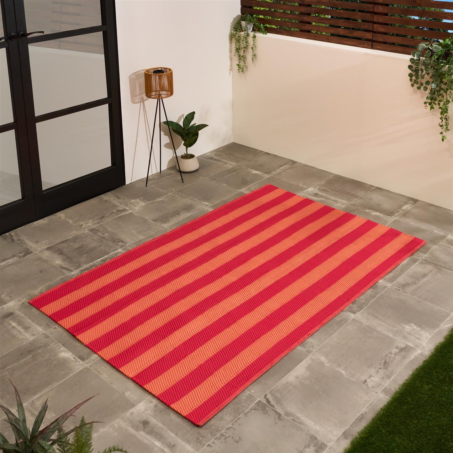 OHS Stripes Garden Rug Outdoor Waterproof Area Mat Patio Decor