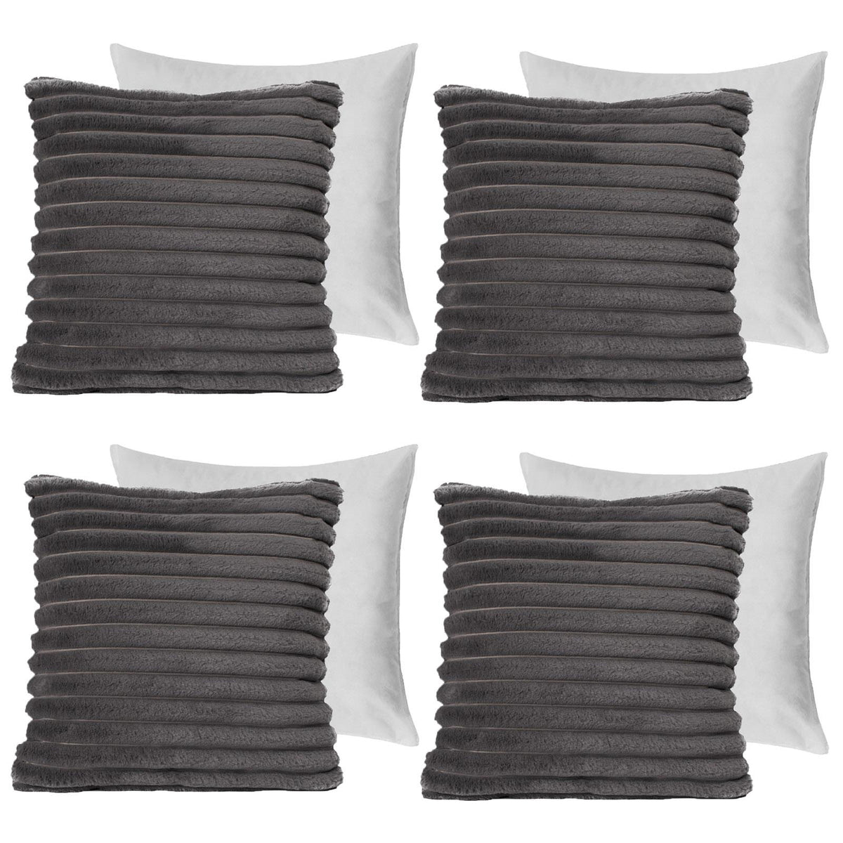 OHS Thick Rib Cushion Covers Faux Fur Soft Fleece Square Pillowcases Home Decor