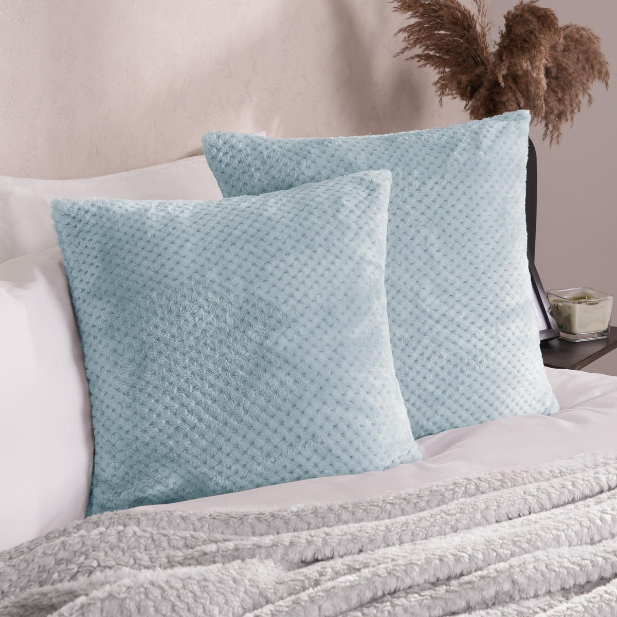 OHS Waffle Fleece Cushion Covers 2/4 Pack Soft Filler Decor