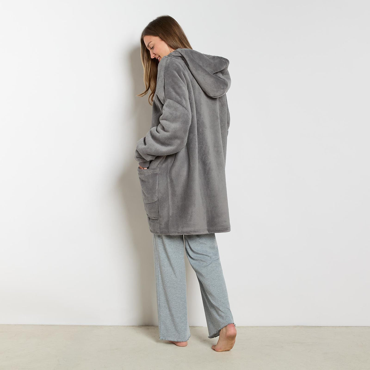 OHS Zip Up Hoodie Blanket Oversized Sherpa Fleece Thermal Sweatshirt Jumper