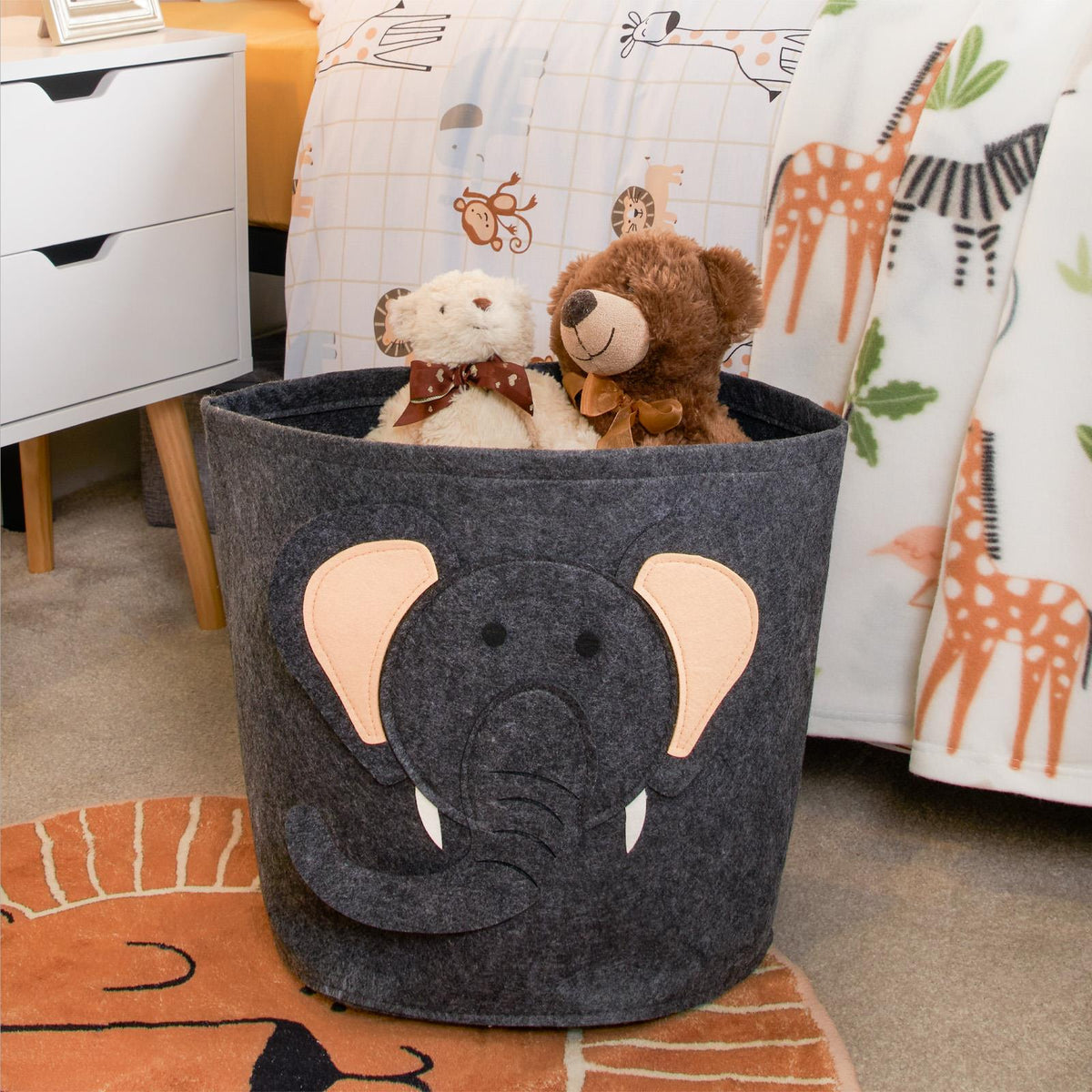 Storage Basket Toy Clothes Felt Shoe Kids Organiser Animal Space Saving Hamper