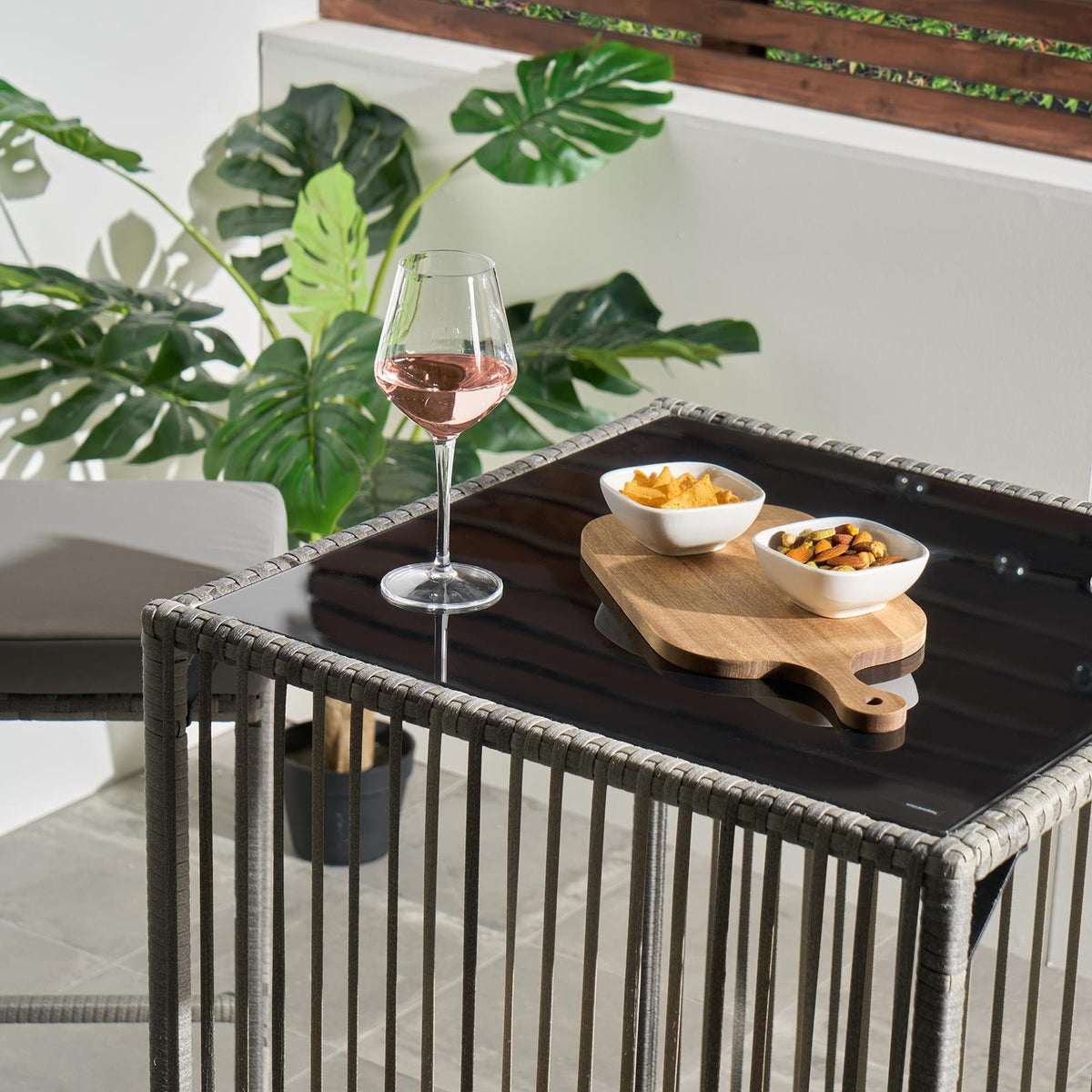 OHS Amalfi Bistro Set Outdoor Table Bar Stool Chair Garden Patio 3PC Furniture