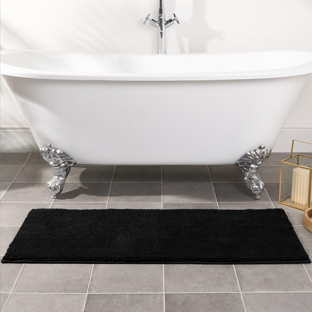 Brentfords Noodle Bath Mat Non Slip Shower Soft Highly Absorbent Chenille Shaggy