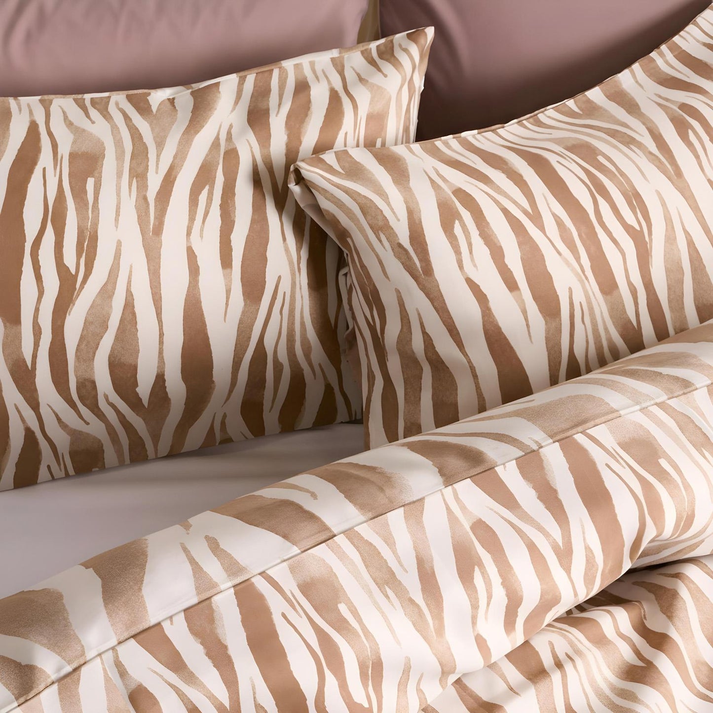 OHS Watercolour Bedding Set Zebra Print Microfibre Duvet Cover with Pillowcase