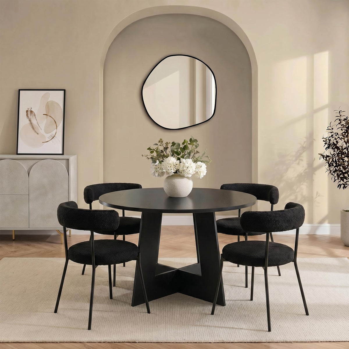 OHS Angular Dining Table 4-Seater Round Circle Kitchen Tables Engineered Wood