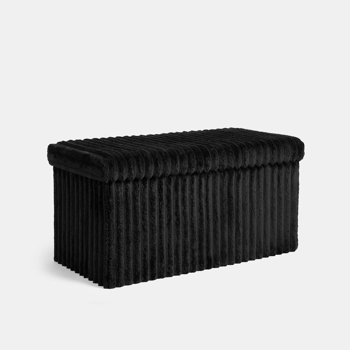 OHS Storage Box Lid Ottoman Folding Ribbed Fleece Footstool Tub Seat