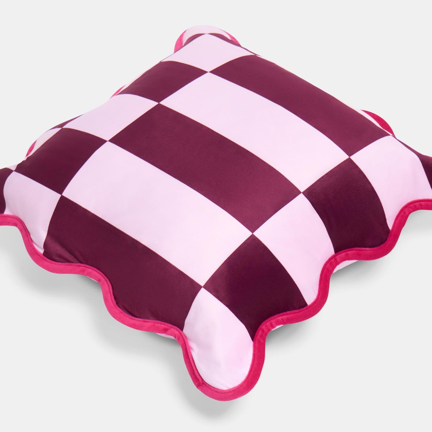 OHS Checkerboard Cushion Covers Scallop Edge Matte Velvet Square Pillowcases