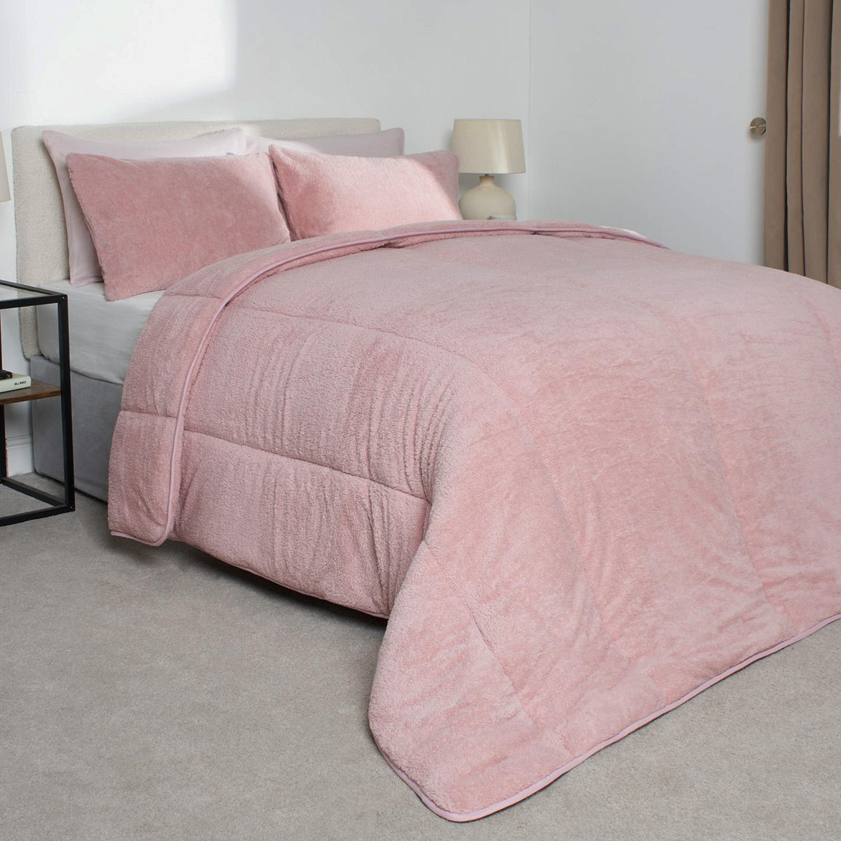 OHS Coverless Duvet 10.5 TOG Teddy Fleece Pillowcase Bedding Set Double King