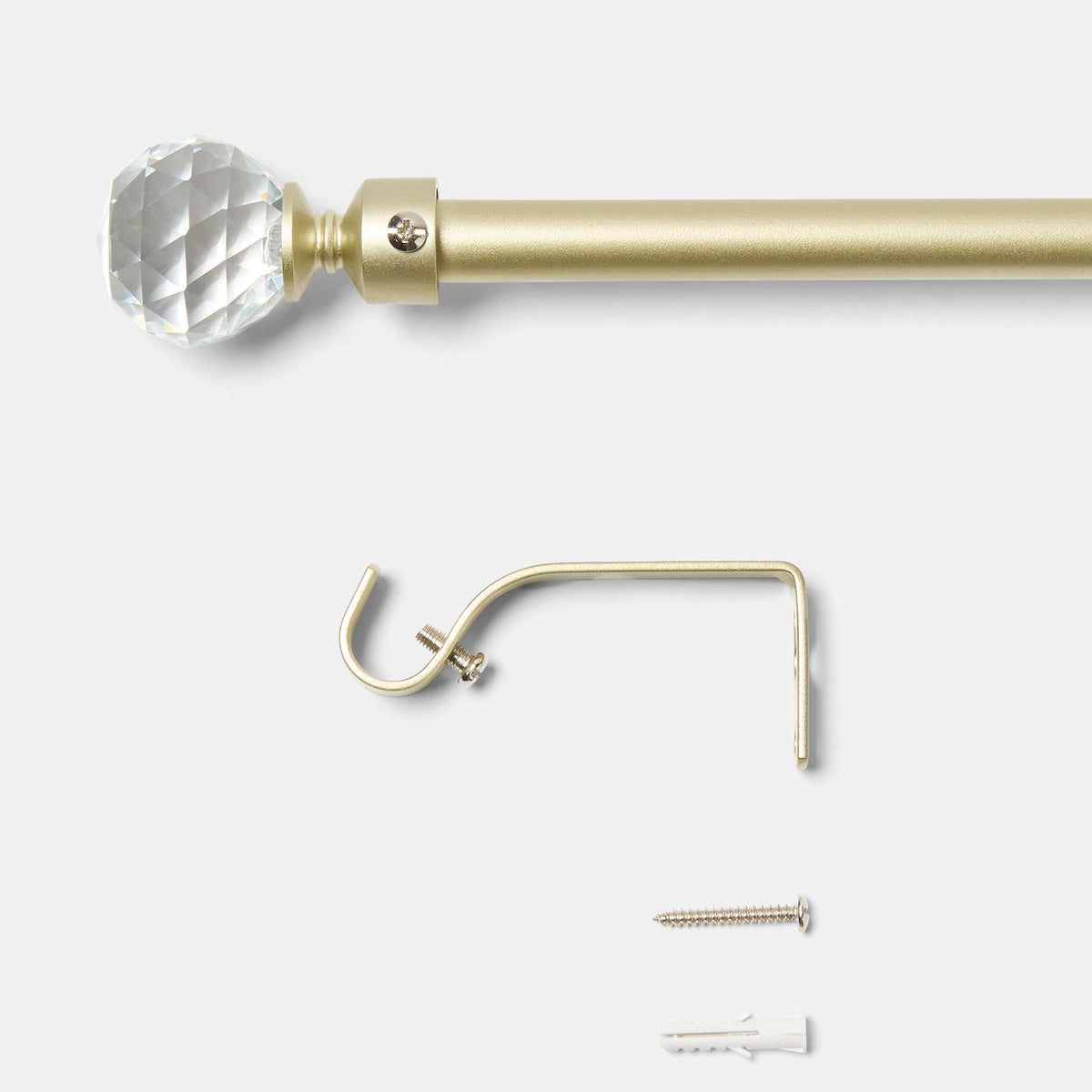 OHS 120-200cm Curtain Pole Extendable Metal 16mm Ball Trumpet Twist Finnials