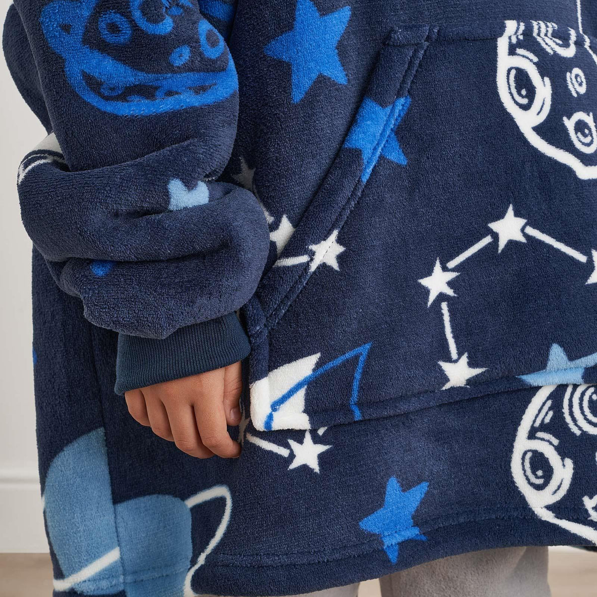 Kids Hoodie Blanket Oversized Sherpa Fleece Jumper Sweatshirt Soft Warm Throw