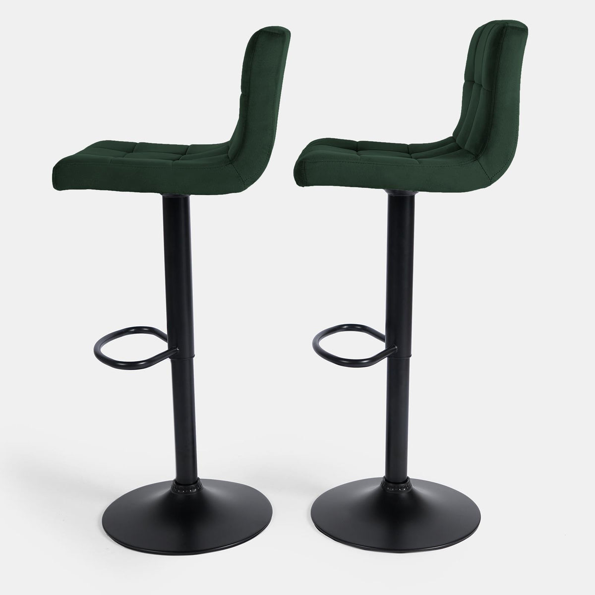 Adjustable Bar Stools x 2 Velvet Swivel Pub Seat Kitchen Breakfast Counter Chair