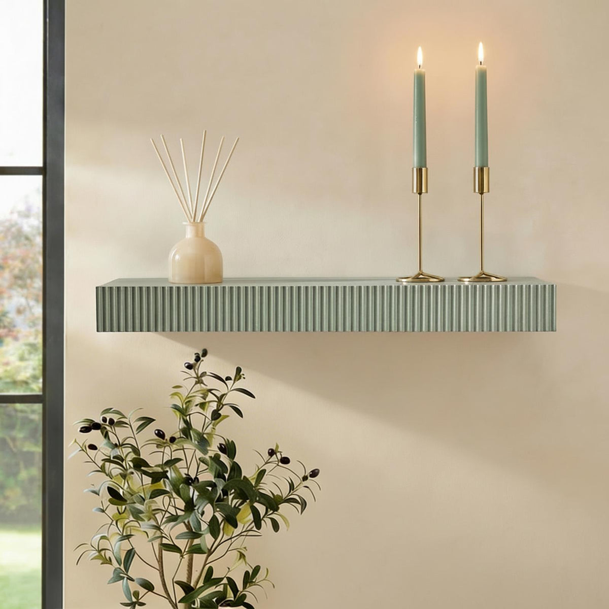 OHS Ribbed Floating Shelf Wall Storage Organiser Home Living Room Decor