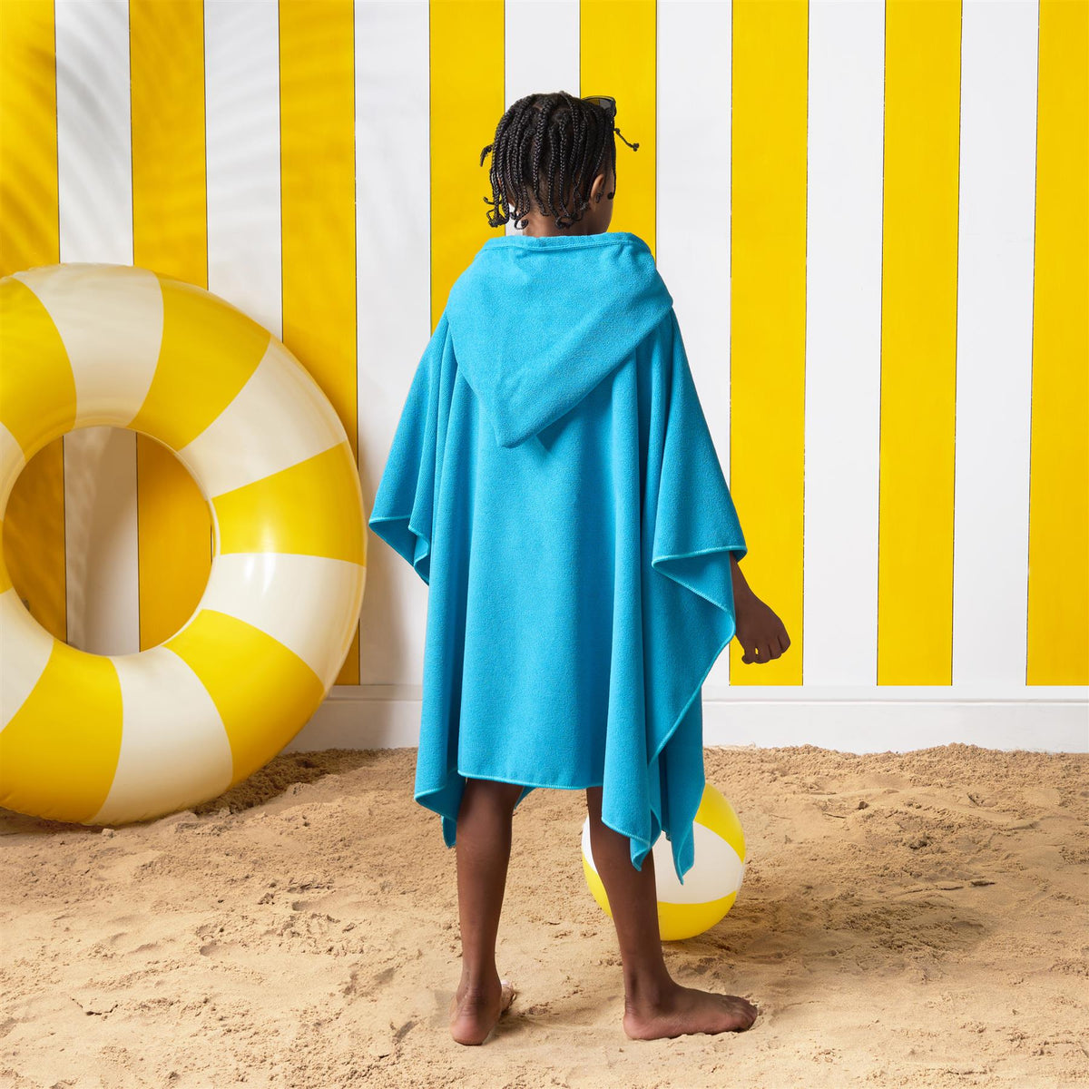 Brentfords Poncho Towel Childrens Absorbent Hood Quick Drying Beach Travel Robe