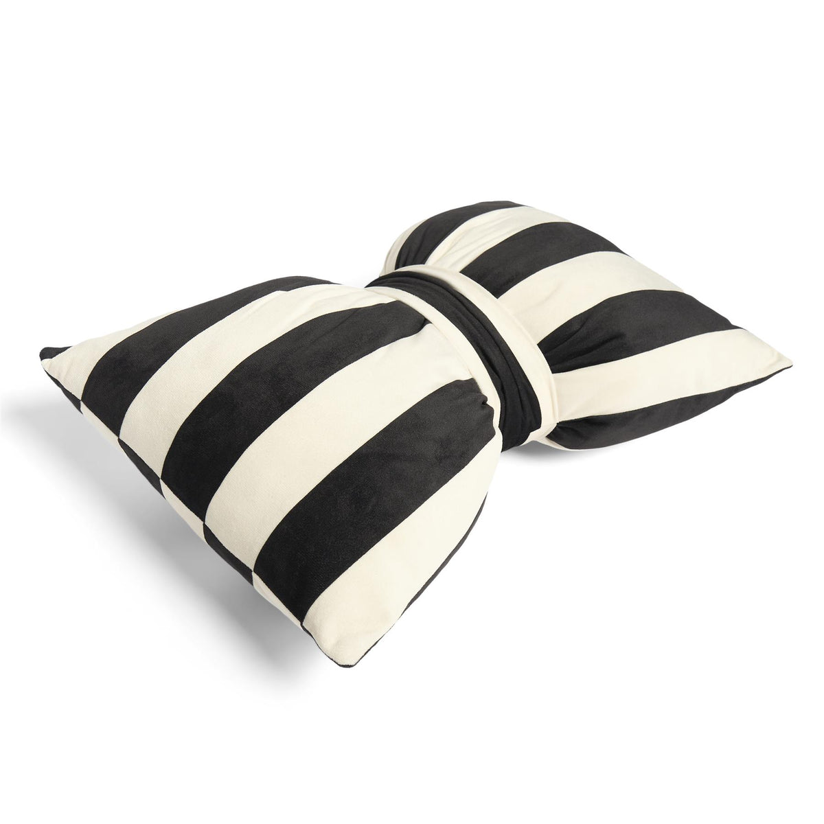 OHS Bow Shaped Cushion Striped Matte Velvet Novelty Decorative Scatter Pillow