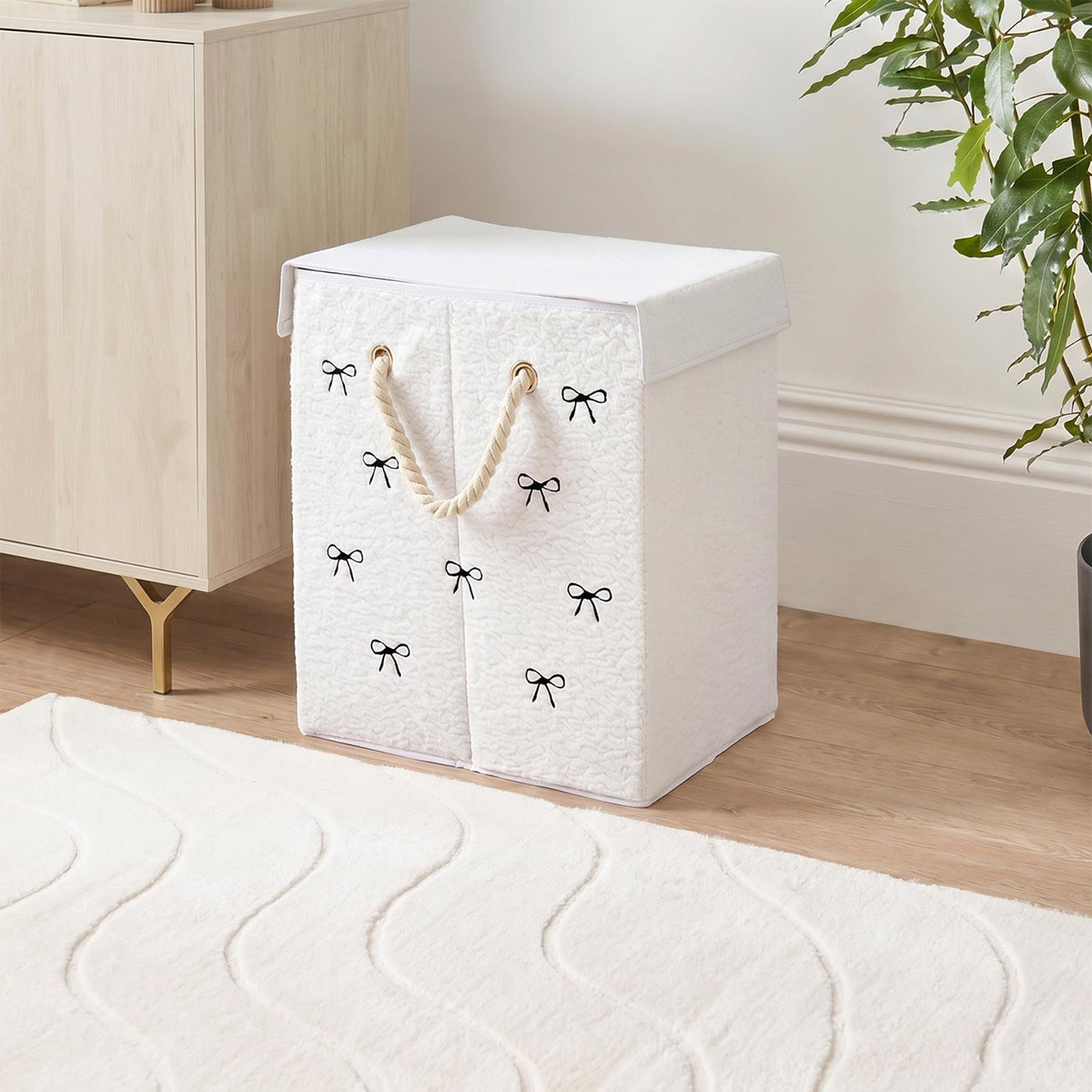 OHS Boucle Laundry Basket Foldable Clothing Hamper Washing Storage Bin