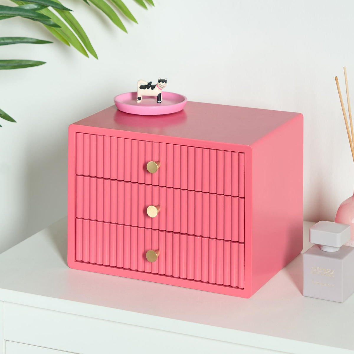 OHS Ribbed Desktop Drawers Organiser Freestanding Tabletop Cabinet Storage Unit
