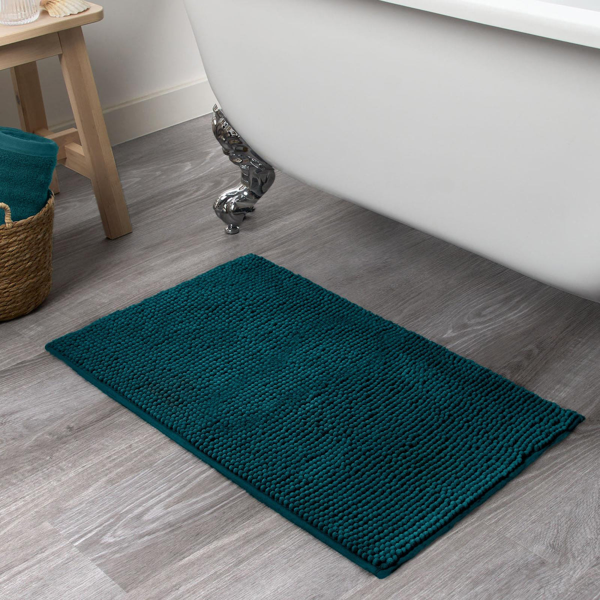 Brentfords Noodle Bath Mat Non Slip Shower Soft Highly Absorbent Chenille Shaggy