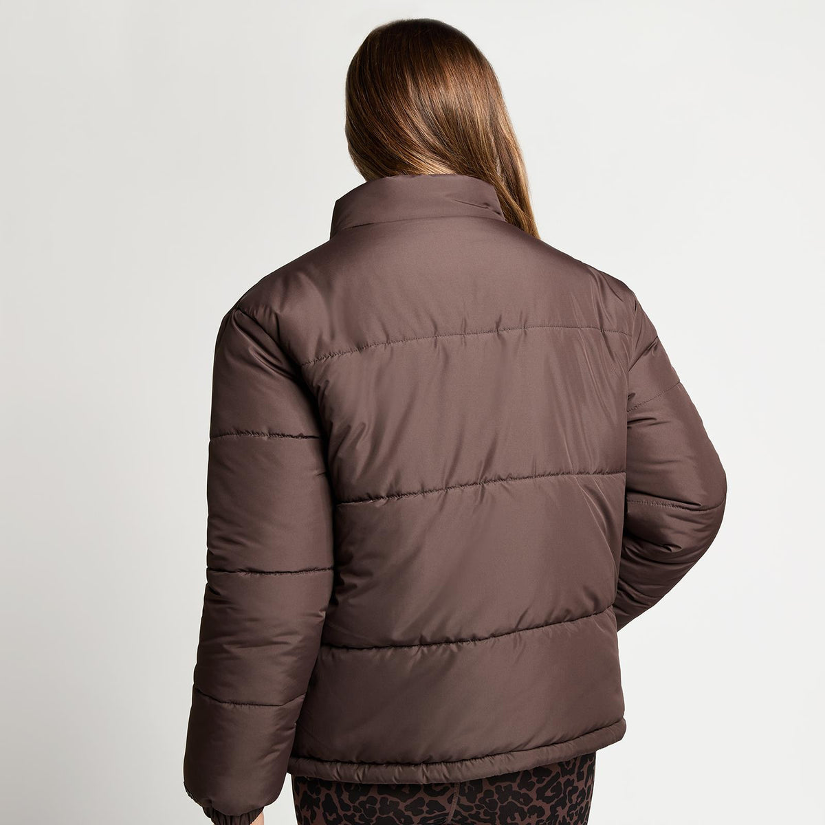 OHS Puffer Jacket Windproof Padded Winter Outerwear Cropped Zip Coat Hiking