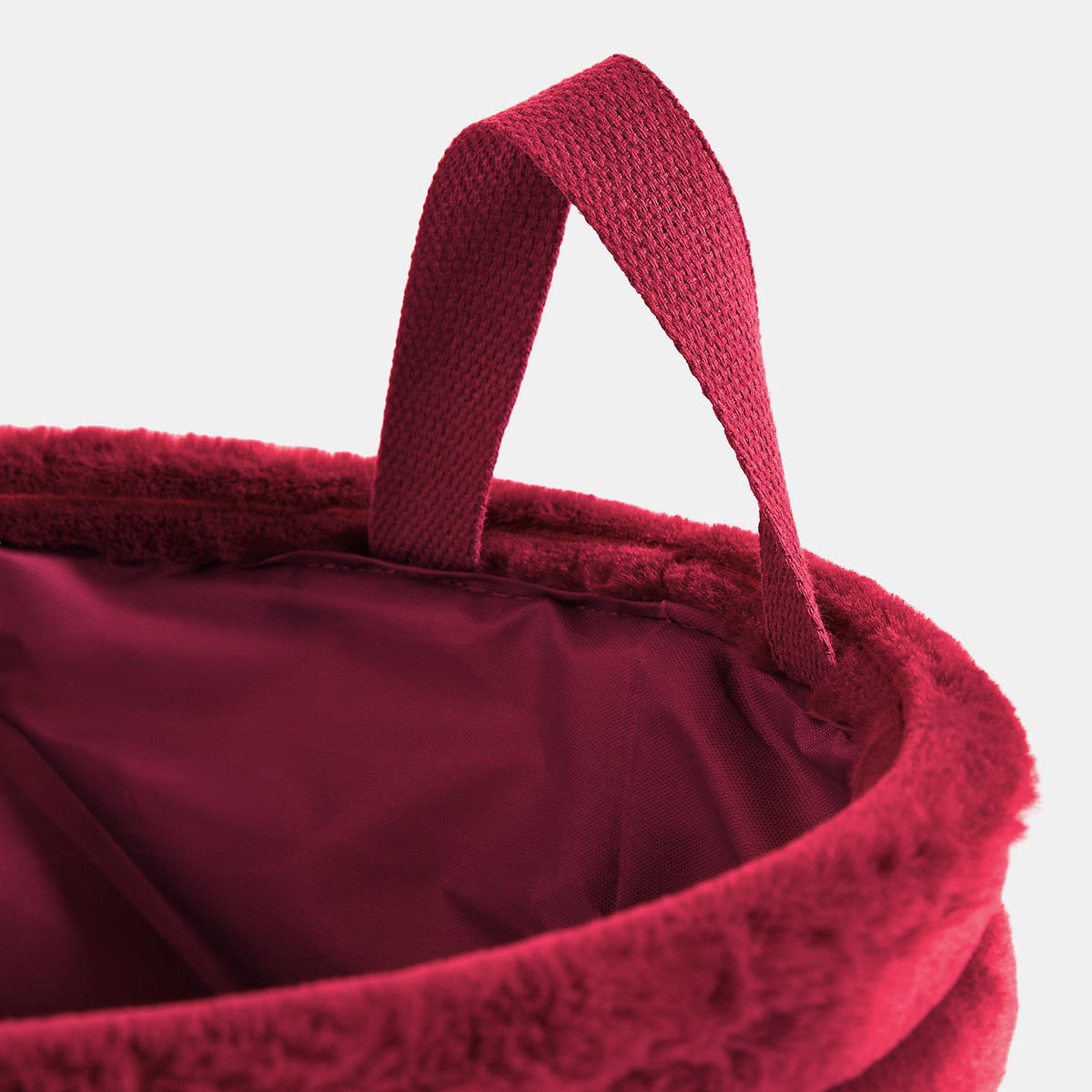 OHS Ribbed Storage Basket with Handles Faux Fur Compact Bucket Organiser