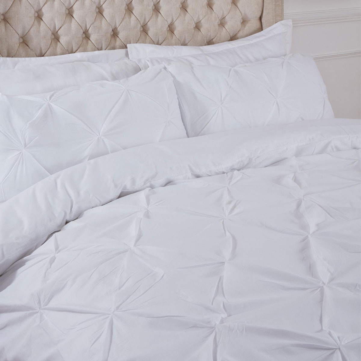 Pintuck Duvet Cover Pillowcase Pleated Polycotton Bedding Set Single Double King