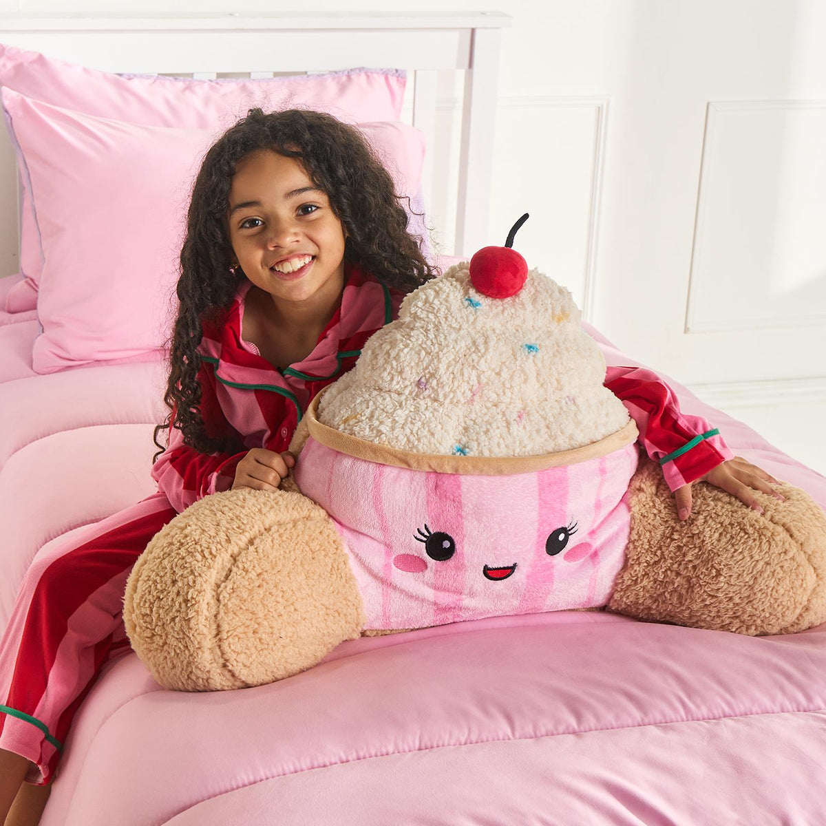 OHS Character Cuddle Cushion Soft Fleece Reading Pillow with Arms Bed Chair