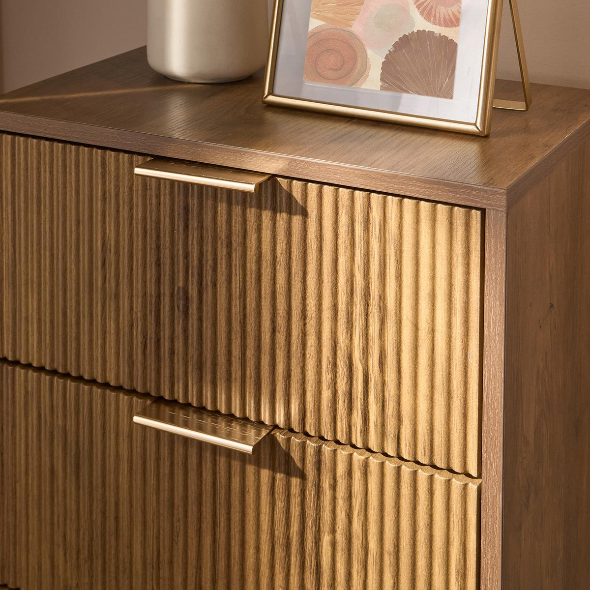 OHS Ribbed Drawer Unit Bedside Table 3/4/5/6 Draw Cabinet Nightstand Sideboard