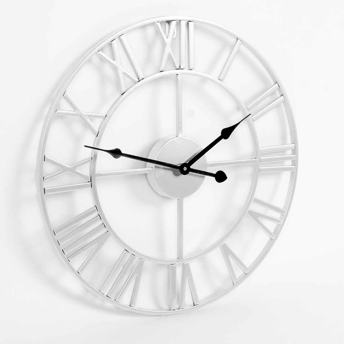 Large Wall Clock Roman Numerals Skeleton Big Open Round Face Living Room Kitchen