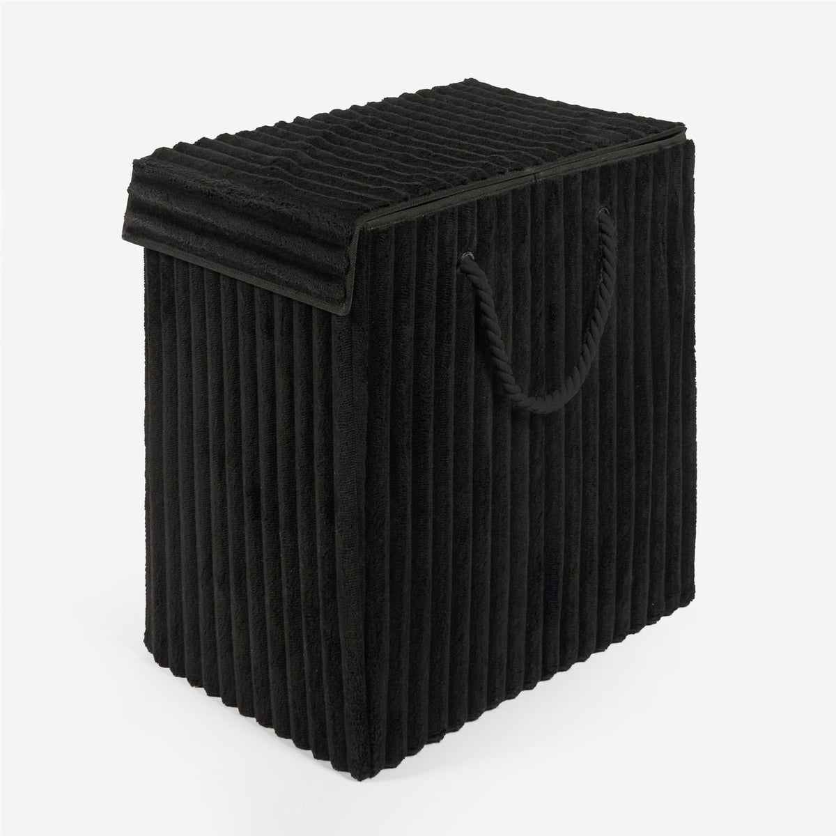 OHS Ribbed Laundry Basket with Lid Foldable Hamper Bag Washing Bin Storage