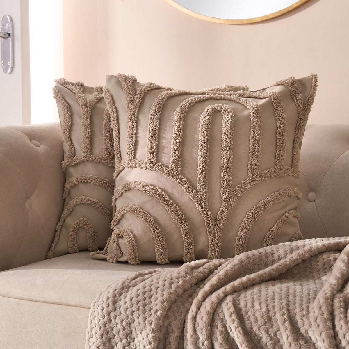 OHS Tufted Cushion Covers 2 Pack Arches Decorative Square Pillowcases