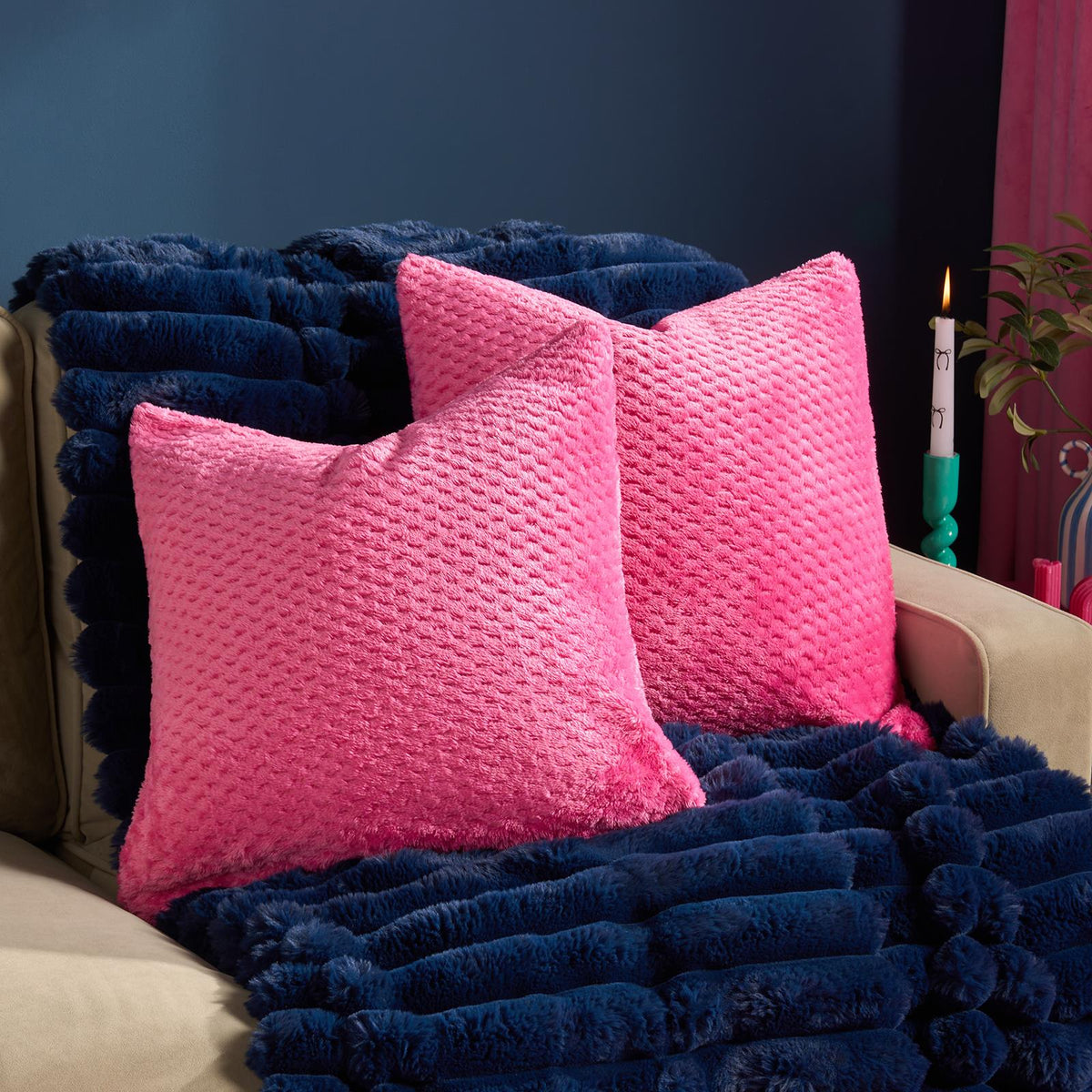OHS Waffle Fleece Cushion Covers 2/4 Pack Soft Filler Decor