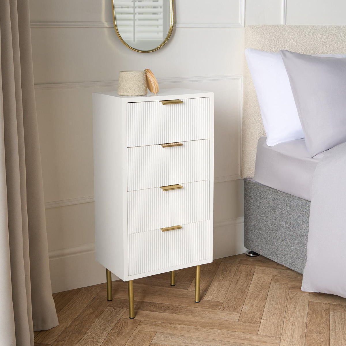 OHS Ribbed Drawer Unit Bedside Table 3/4/5/6 Draw Cabinet Nightstand Sideboard