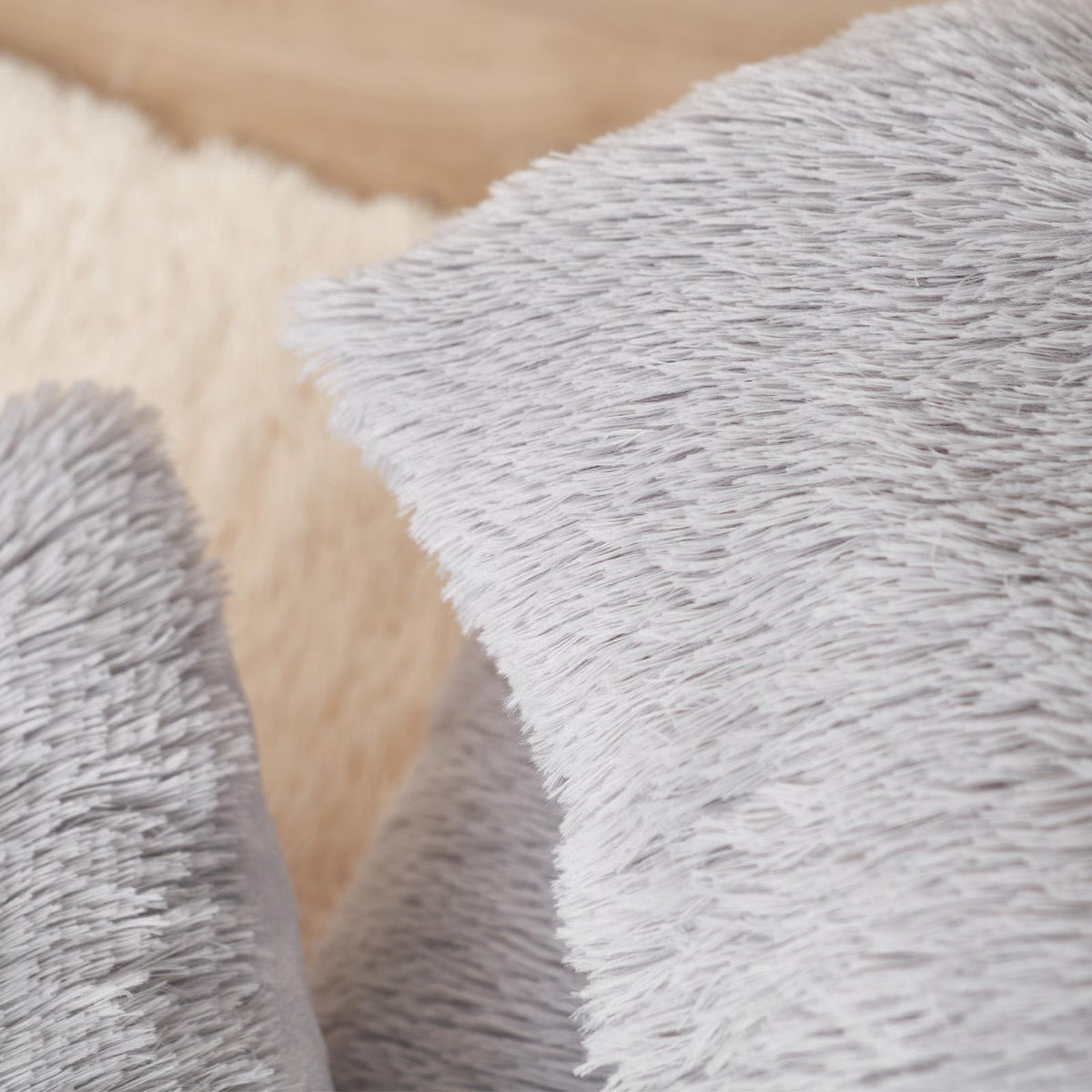 Sienna Set of 2 Fluffy Cushion Covers Shaggy Set Scatter Sofa 18" x 18