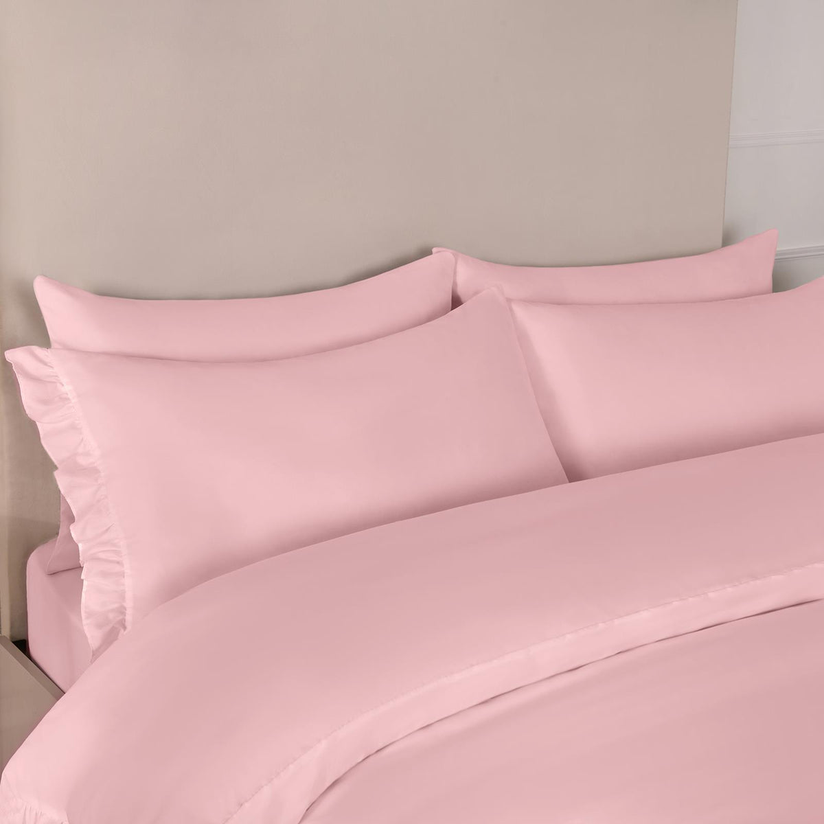 OHS Frill Edge Bedding Set Microfibre Decor Duvet Cover with Pillowcase