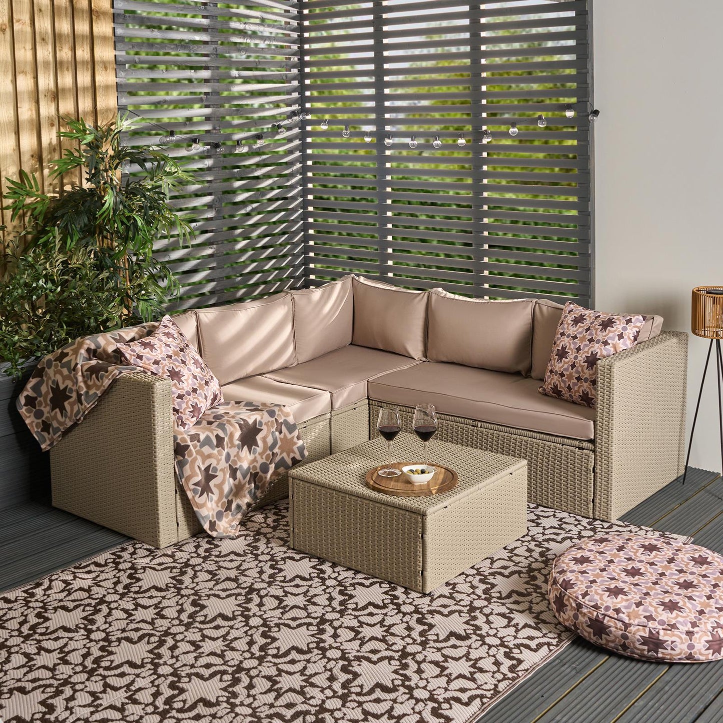 OHS Tuscany Garden Sofa Set 5 Seater Rattan Couch Table Patio L Shape Settee
